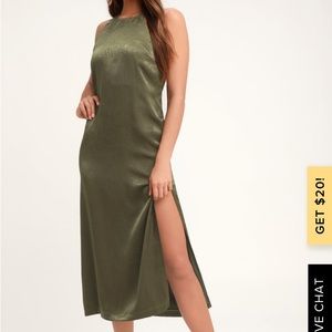BRAND NEW. Lulus Satin Midi Dress.
